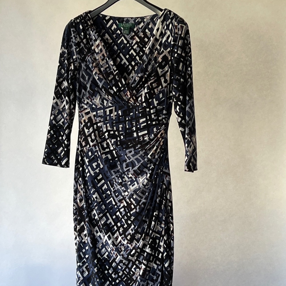 Lauren Ralph Lauren Blue Patterned Work Dress